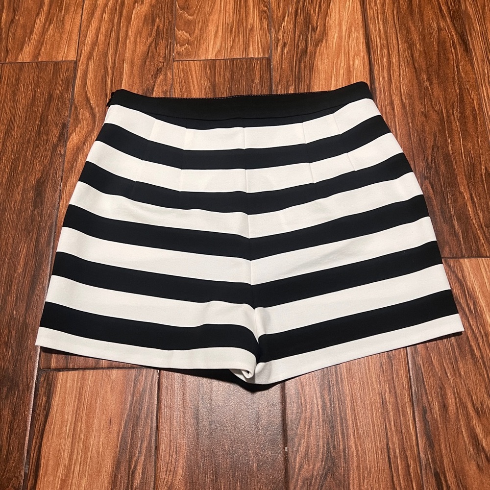 Express Black and White Striped High Waist Shorts - Picture 2 of 6